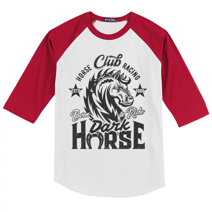 Horse Racing Club Dark Horse Born To Ride Kids Colorblock Raglan Jersey