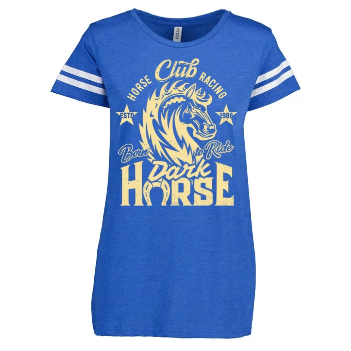 Horse Racing Club Dark Horse Born To Ride Enza Ladies Jersey Football T-Shirt