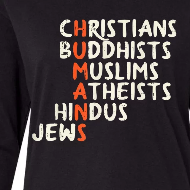 Humans Religions Christians Buddhists Muslims Women Gift Womens Cotton Relaxed Long Sleeve T-Shirt