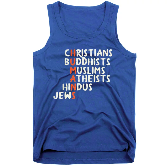 Humans Religions Christians Buddhists Muslims Women Gift Tank Top