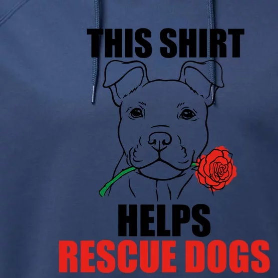 Helps Rescue Dogs Funny Gift Cute Rescue Puppy Valentines Day Gift Performance Fleece Hoodie