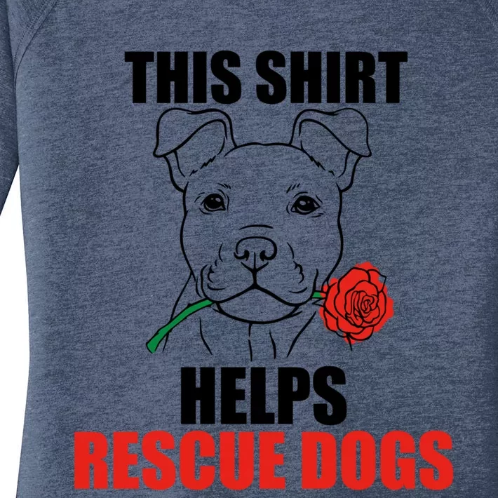 Helps Rescue Dogs Funny Gift Cute Rescue Puppy Valentines Day Gift Women's Perfect Tri Tunic Long Sleeve Shirt