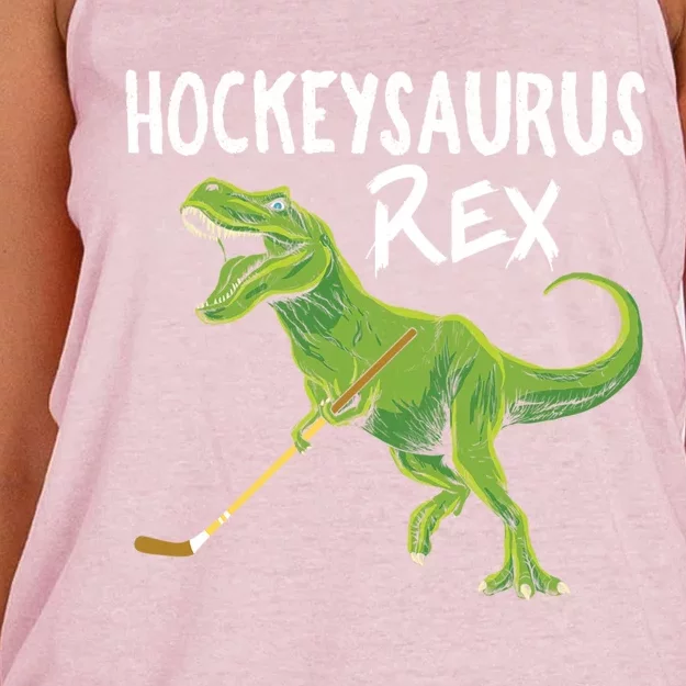 Hockeysaurus Rex Dinosaur Hockey Parent Game Day Travel Gift Great Gift Women's Knotted Racerback Tank