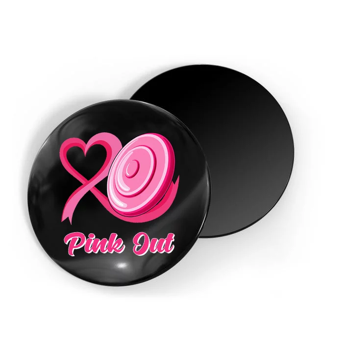 Heart Ribbon Disc Golf Pink Out Breast Cancer Awareness Magnet