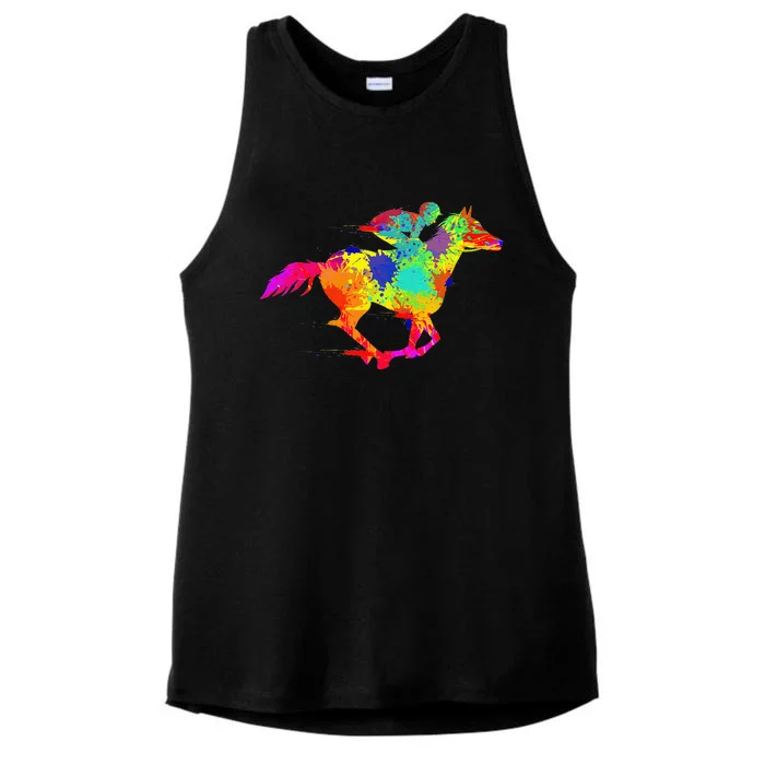 Horse Racing Derby Jockey Ladies Tri-Blend Wicking Tank