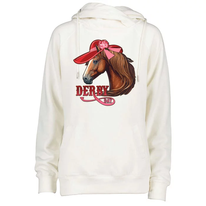 Horse Racing Derby Day Hat Horse Womens Funnel Neck Pullover Hood