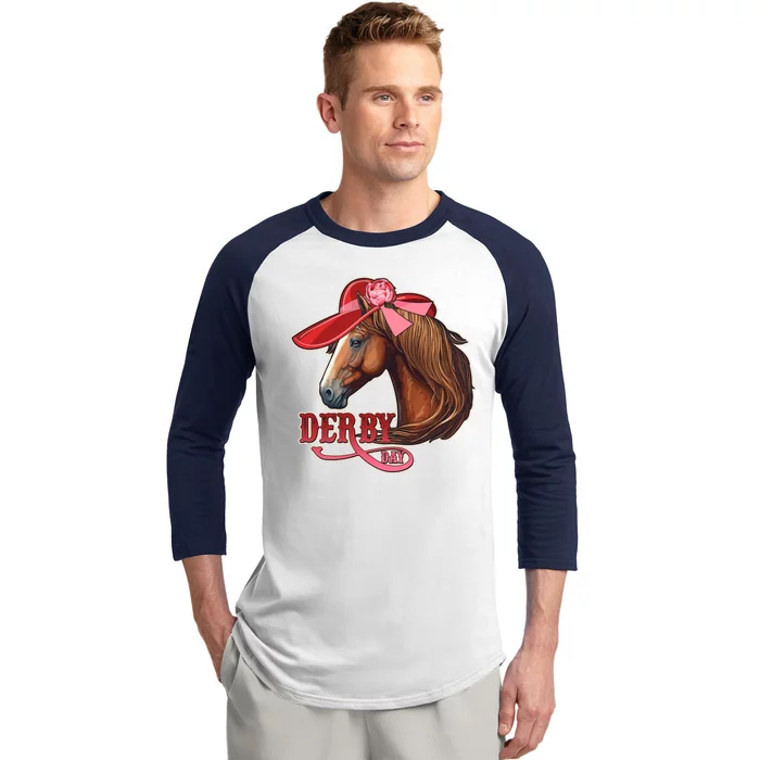 Horse Racing Derby Day Hat Horse Baseball Sleeve Shirt