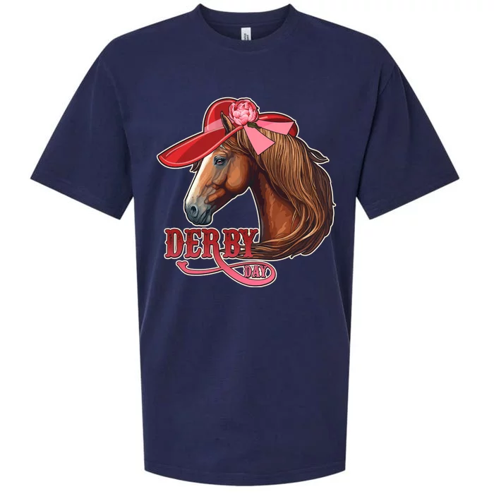 Horse Racing Derby Day Hat Horse Sueded Cloud Jersey T-Shirt