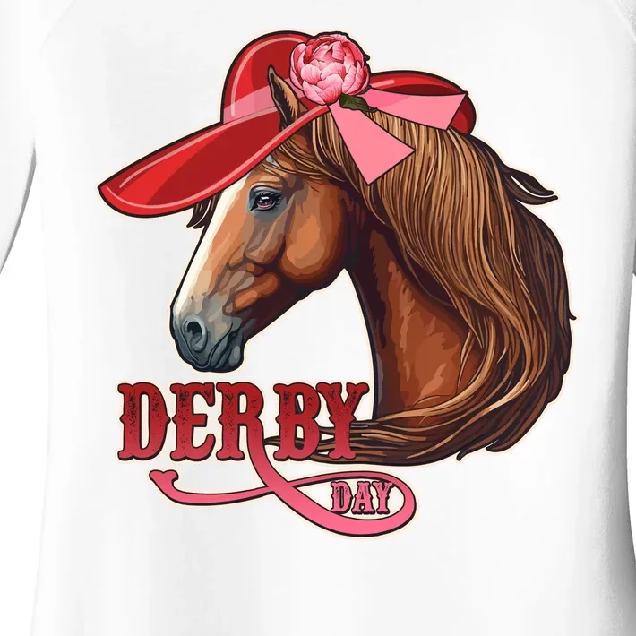 Horse Racing Derby Day Hat Horse Women's Perfect Tri Tunic Long Sleeve Shirt