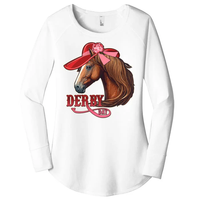 Horse Racing Derby Day Hat Horse Women's Perfect Tri Tunic Long Sleeve Shirt