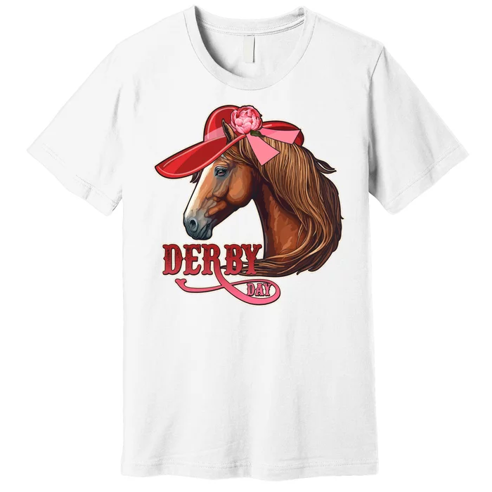 Horse Racing Derby Day Hat Horse Premium T-Shirt