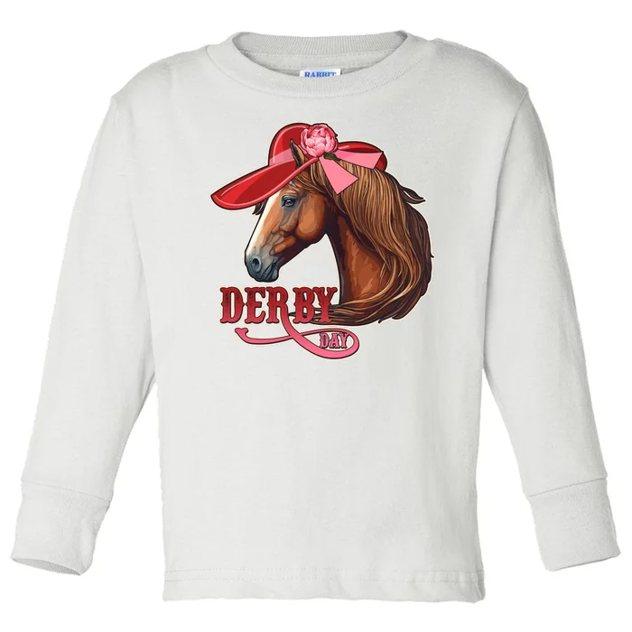 Horse Racing Derby Day Hat Horse Toddler Long Sleeve Shirt