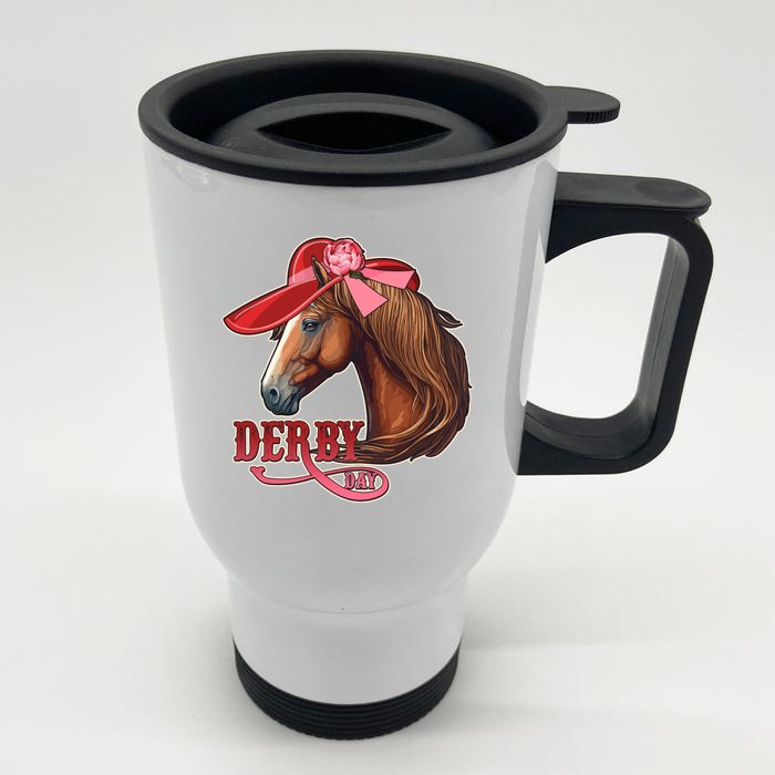 Horse Racing Derby Day Hat Horse Front & Back Stainless Steel Travel Mug