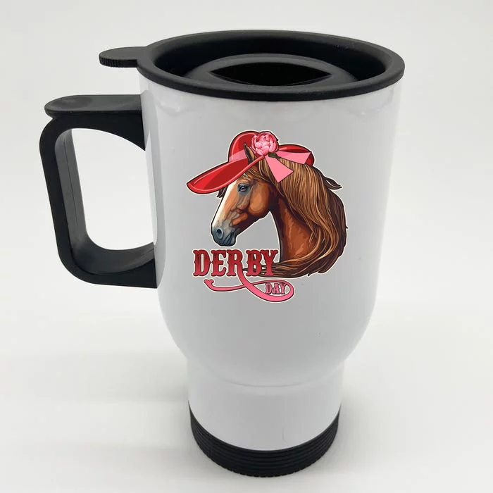 Horse Racing Derby Day Hat Horse Front & Back Stainless Steel Travel Mug