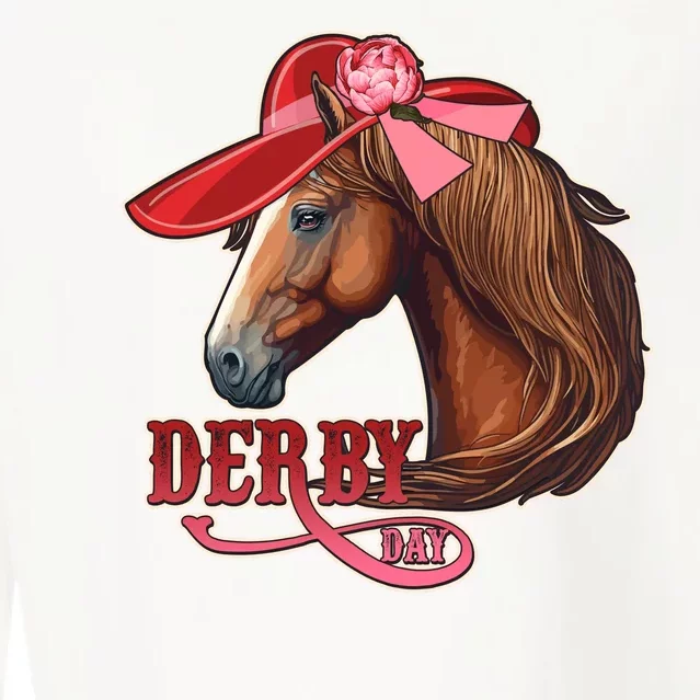 Horse Racing Derby Day Hat Horse Cropped Pullover Crew