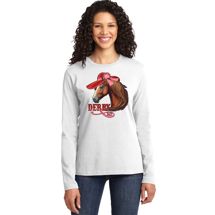 Horse Racing Derby Day Hat Horse Ladies Long Sleeve Shirt