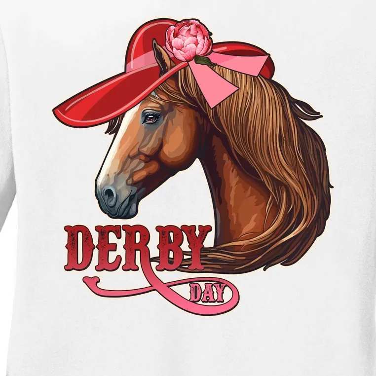 Horse Racing Derby Day Hat Horse Ladies Long Sleeve Shirt