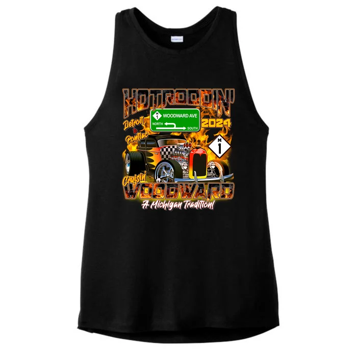 Hot Rodding Detroit To Pontiac Cruisin Woodward A Michigan Tradition Ladies Tri-Blend Wicking Tank