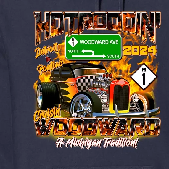 Hot Rodding Detroit To Pontiac Cruisin Woodward A Michigan Tradition Premium Hoodie