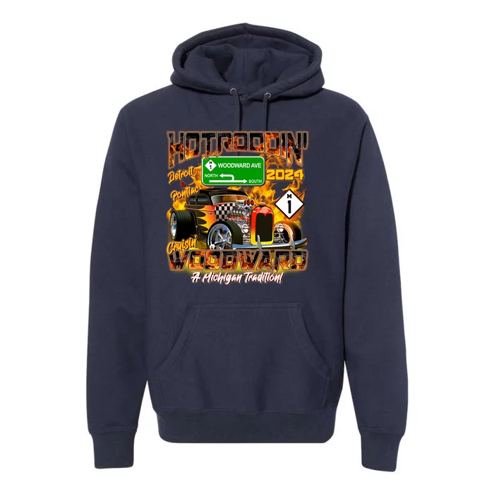 Hot Rodding Detroit To Pontiac Cruisin Woodward A Michigan Tradition Premium Hoodie