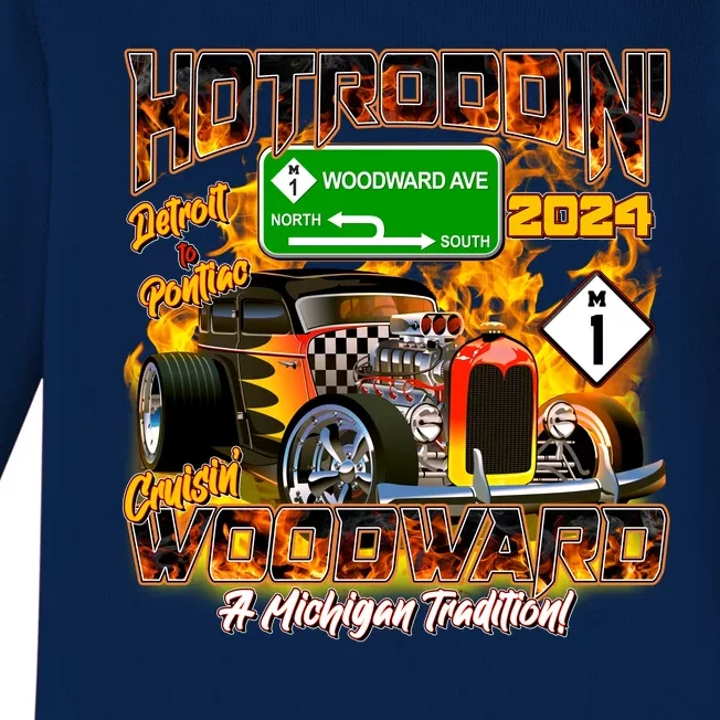 Hot Rodding Detroit To Pontiac Cruisin Woodward A Michigan Tradition Baby Long Sleeve Bodysuit