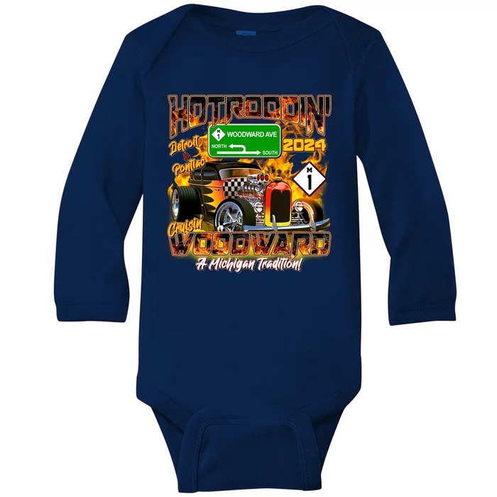 Hot Rodding Detroit To Pontiac Cruisin Woodward A Michigan Tradition Baby Long Sleeve Bodysuit