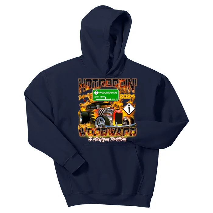 Hot Rodding Detroit To Pontiac Cruisin Woodward A Michigan Tradition Kids Hoodie