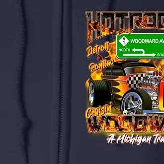 Hot Rodding Detroit To Pontiac Cruisin Woodward A Michigan Tradition Full Zip Hoodie