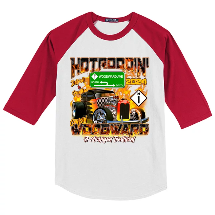 Hot Rodding Detroit To Pontiac Cruisin Woodward A Michigan Tradition Kids Colorblock Raglan Jersey