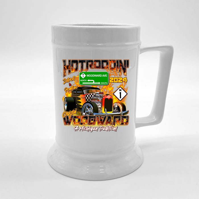 Hot Rodding Detroit To Pontiac Cruisin Woodward A Michigan Tradition Front & Back Beer Stein