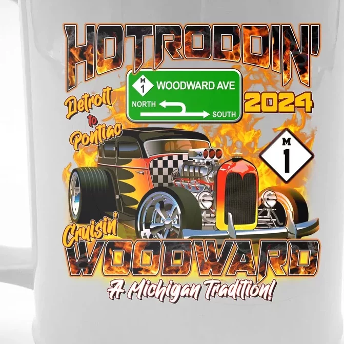 Hot Rodding Detroit To Pontiac Cruisin Woodward A Michigan Tradition Front & Back Beer Stein