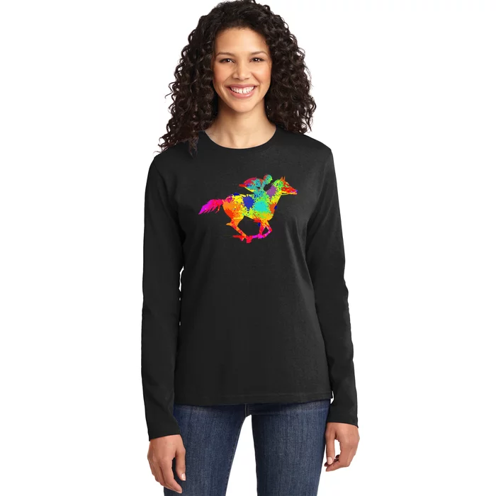 Horse Racing Derby Jockey Ladies Long Sleeve Shirt