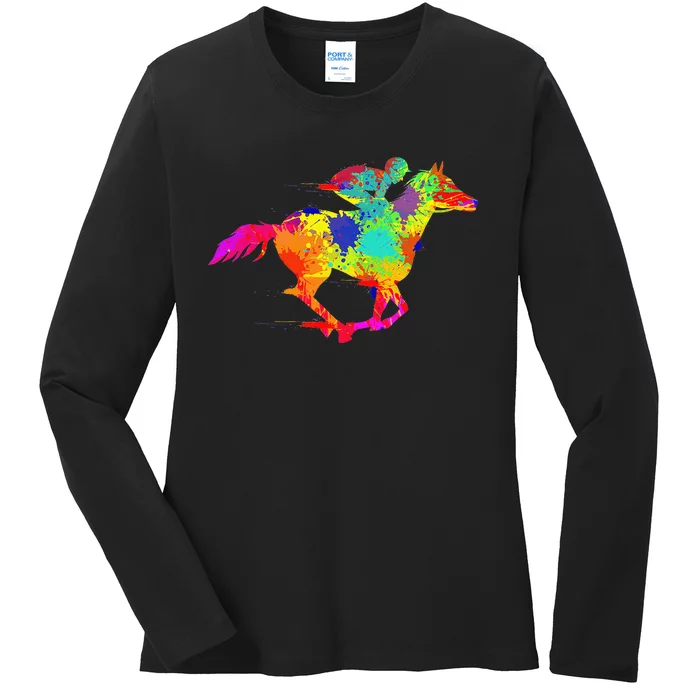 Horse Racing Derby Jockey Ladies Long Sleeve Shirt