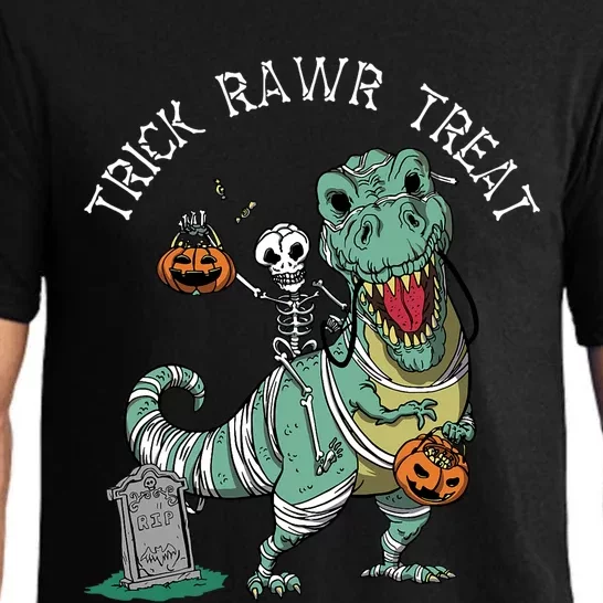 Halloween Rawr Dinosaur T Rex Mummy Skeleton Pajama Set