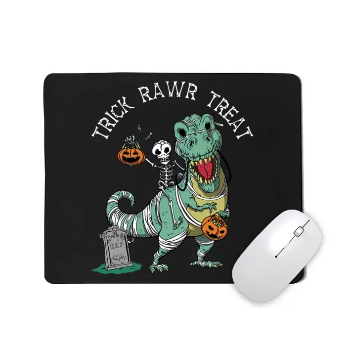 Halloween Rawr Dinosaur T Rex Mummy Skeleton Mousepad