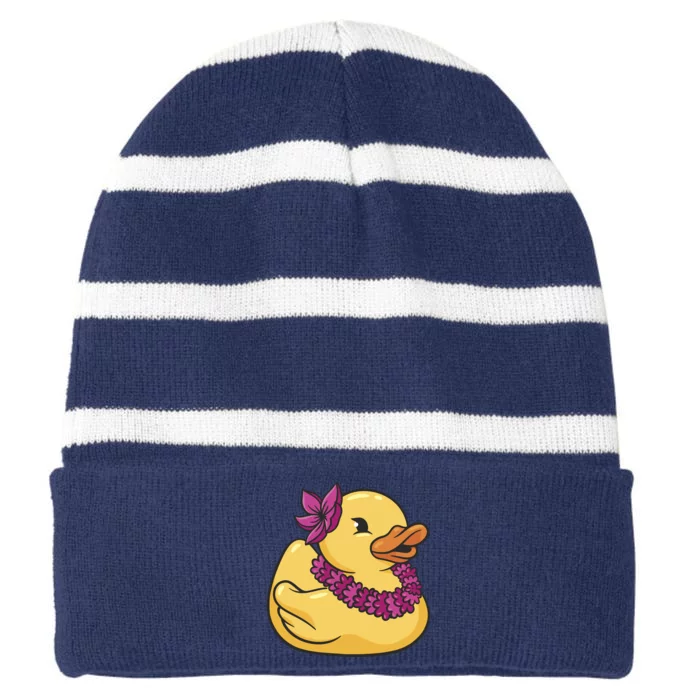 Hawaiian Rubber Ducky Striped Beanie with Solid Band