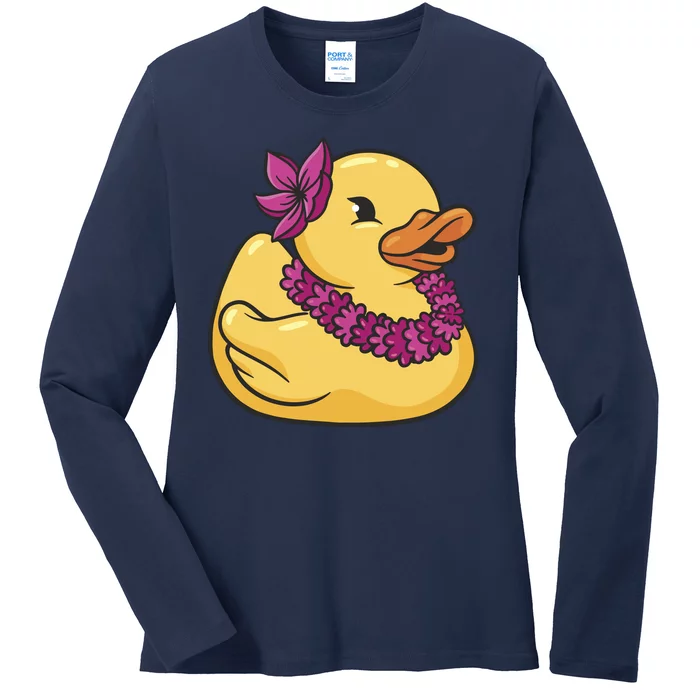 Hawaiian Rubber Ducky Ladies Long Sleeve Shirt