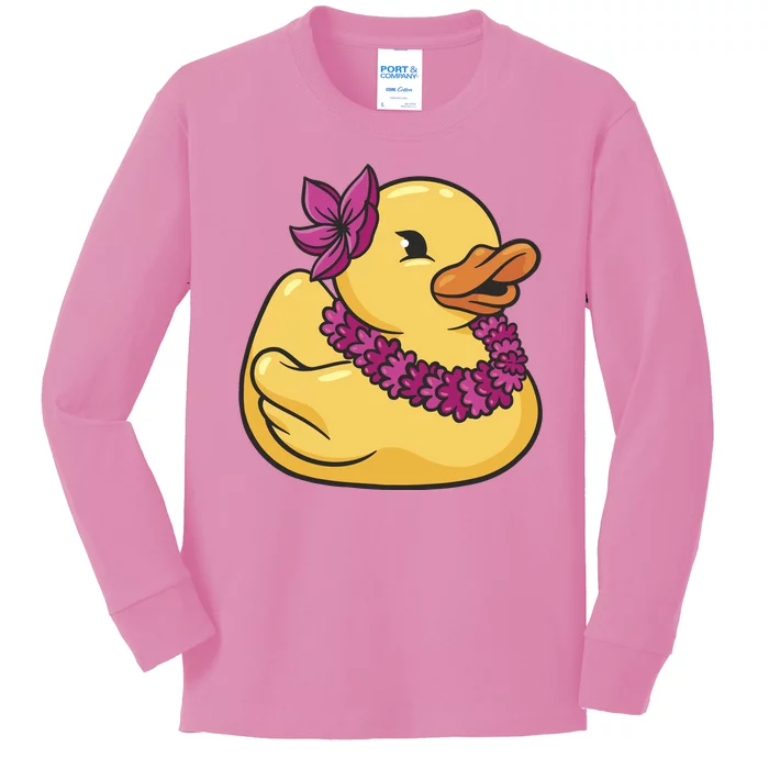 Hawaiian Rubber Ducky Kids Long Sleeve Shirt