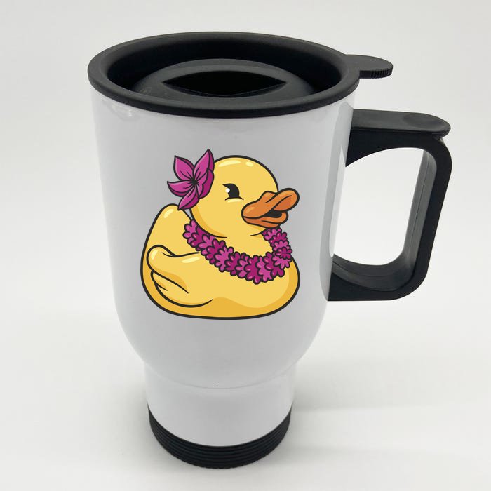 Hawaiian Rubber Ducky Front & Back Stainless Steel Travel Mug