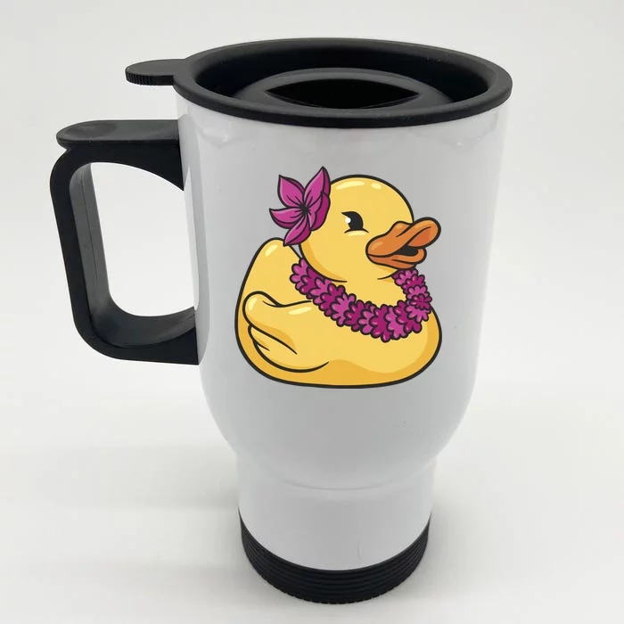 Hawaiian Rubber Ducky Front & Back Stainless Steel Travel Mug