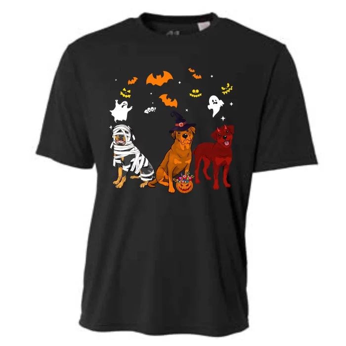 Halloween Rottweilers Dogs Lovers Mummy Witch Demon Costumes Funny Gift Cooling Performance Crew T-Shirt