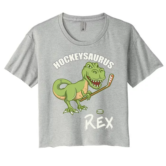 Hockeysaurus Rex Dinosaur Hockey Game Day Travel Gift Women's Crop Top Tee