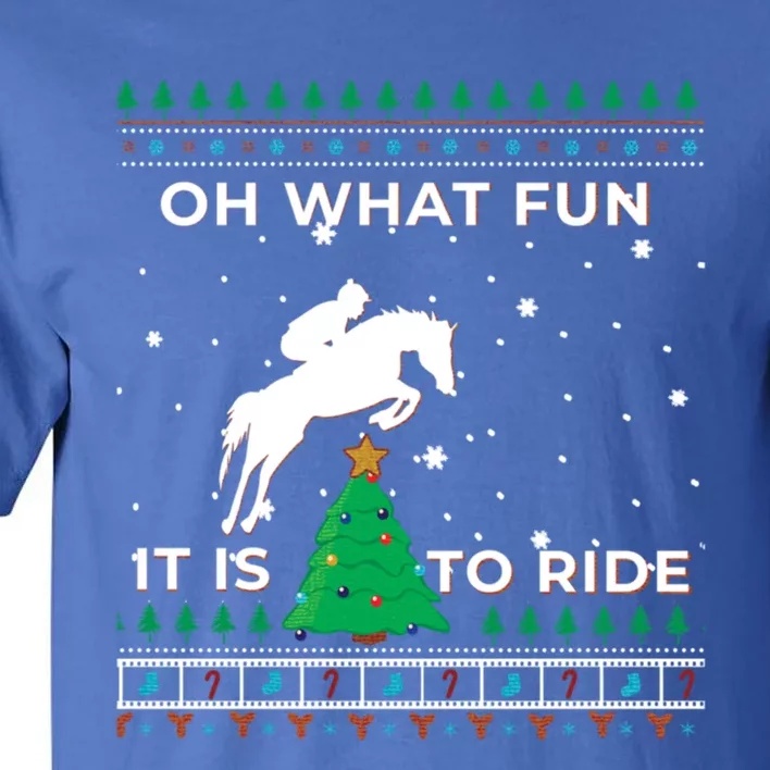 Horse Rider Equestrian Cow Ugly Christmas Sweater Jumper Funny Gift Tall T-Shirt