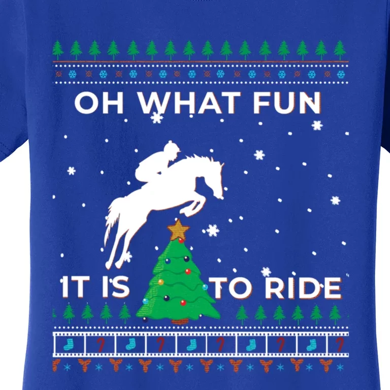 Horse Rider Equestrian Cow Ugly Christmas Sweater Jumper Funny Gift Women's T-Shirt