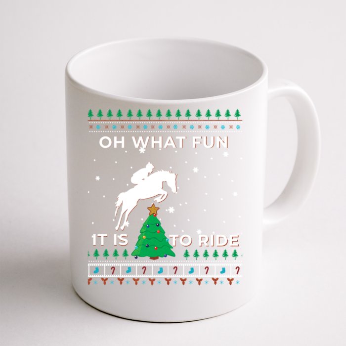 Horse Rider Equestrian Cow Ugly Christmas Sweater Jumper Gift Front & Back Coffee Mug