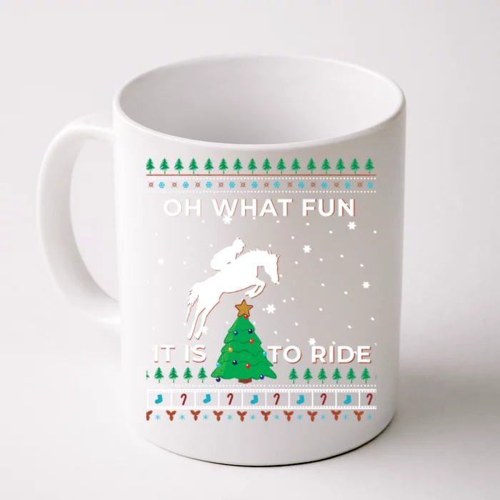 Horse Rider Equestrian Cow Ugly Christmas Sweater Jumper Gift Front & Back Coffee Mug