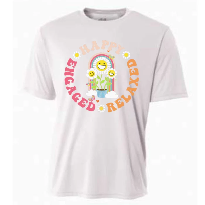 Happy Relaxed Engaged Aba Bcba Behavioral Health Cooling Performance Crew T-Shirt