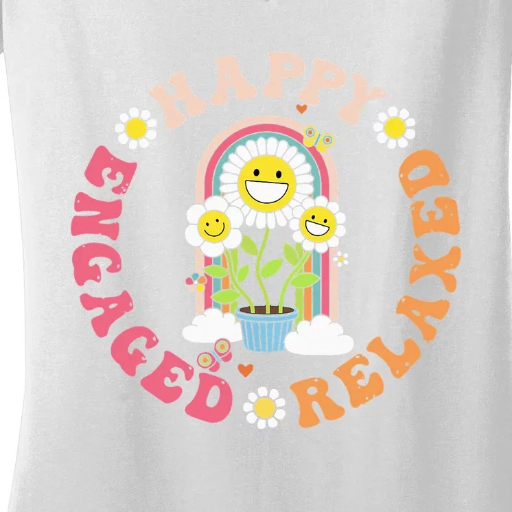 Happy Relaxed Engaged Aba Bcba Behavioral Health Women's V-Neck T-Shirt