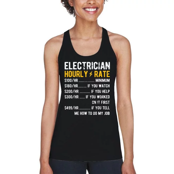 Hourly Rate Electricity Electrician Women's Racerback Tank