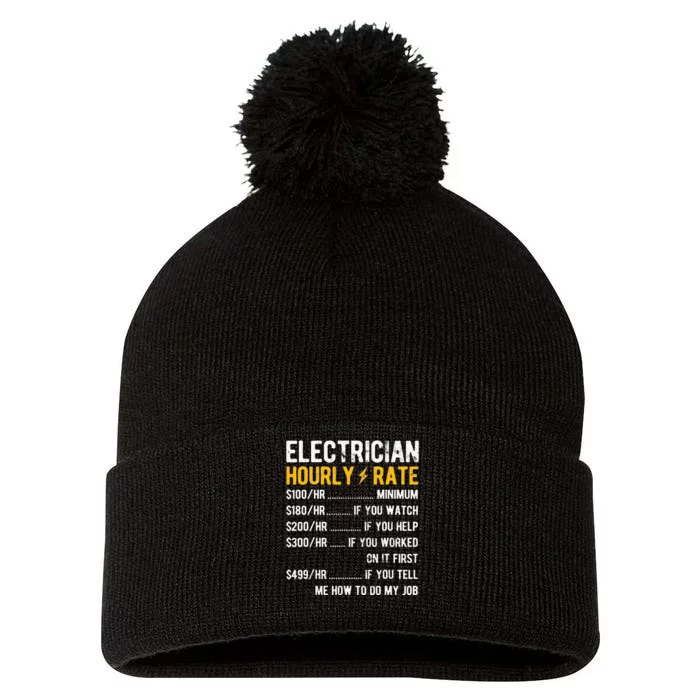 Hourly Rate Electricity Electrician Pom Pom 12in Knit Beanie